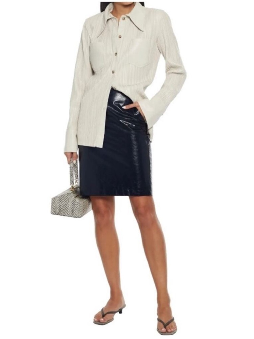 Theory Clean Pencil Skirt in Leather 0